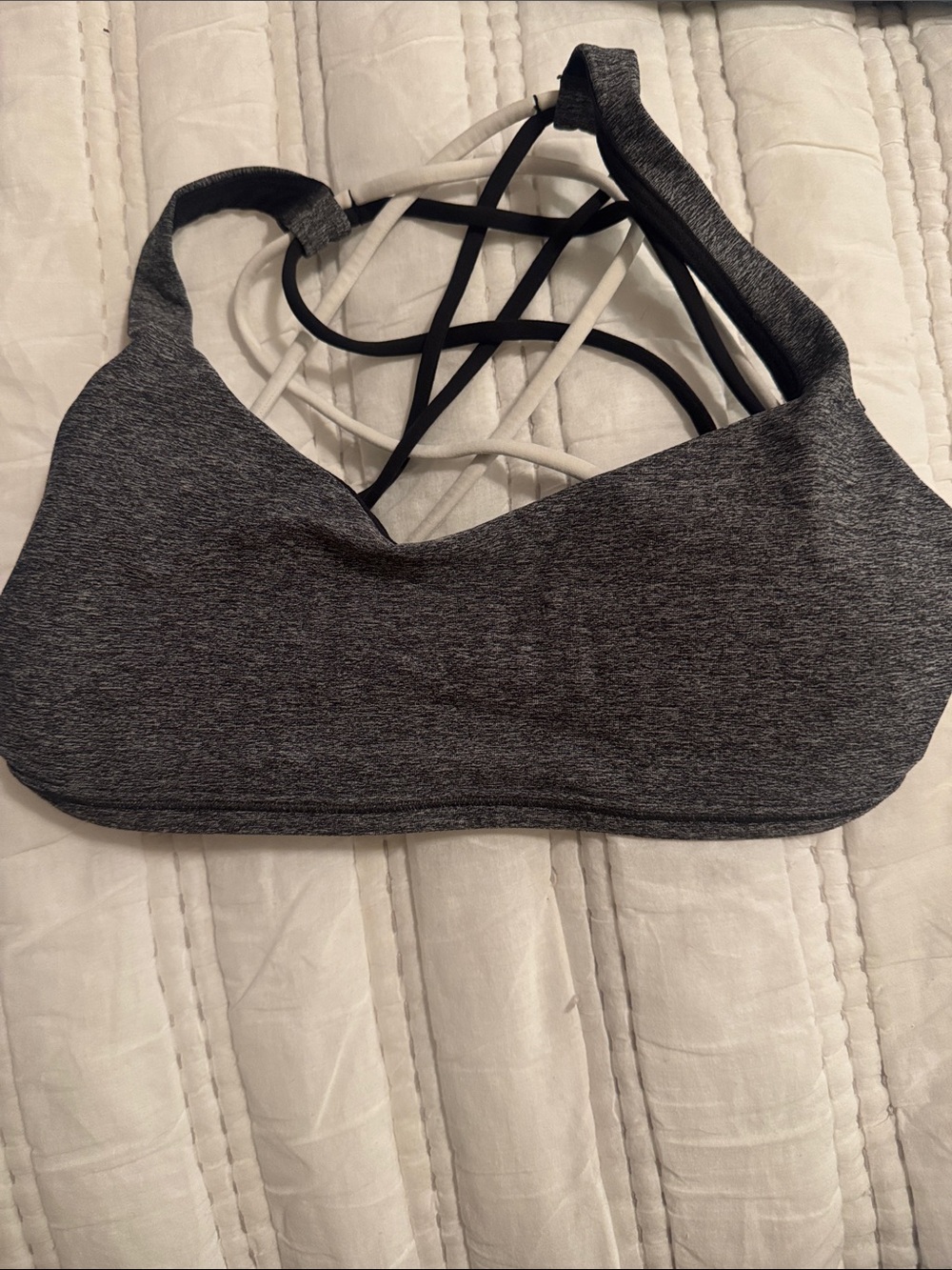 lululemon athletica Heather Charcoal Gray Strappy Back Sports Bra